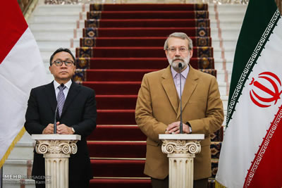 Iran Speaker Ali Larijani with Zulkifli Hasan of Indonesia